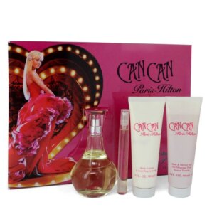 Can Can Gift Set: 100 ml (3,4 oz) Eau De Parfum (EDP) Spray + 3 oz (90 ml) Body Lotion + 3 oz (90 ml) Shower Gel + 0,34 oz Mini EDP Spray chính hãng Paris Hilton